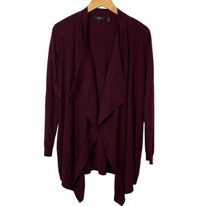 Theory Winxie F Soft Luster Merino Wool Open Front Cardigan Burgundy Wine Medium